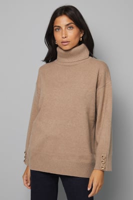 Roll Neck Button Cuff Jumper