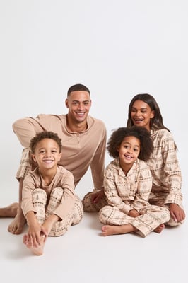 Mens Matching Family Fairisle Print Baby Fleece Long Sleeve Top & Joggers Pyjama Set