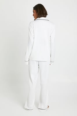 Tall Jersey Piping Detail Long Sleeve Shirt & Trousers Pyjama Set