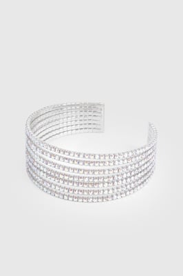 Silver Multi Layer Embellished Bangle