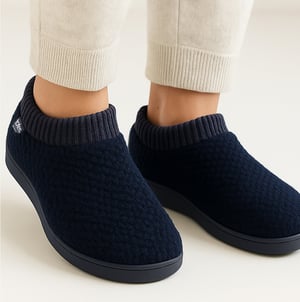 Totes Isotoner Popcorn Full Back Bootie Womens Slippers Navy