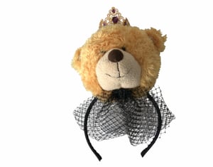 Brun Teddybjörn Guld Kristall Krona Hårband Diadem