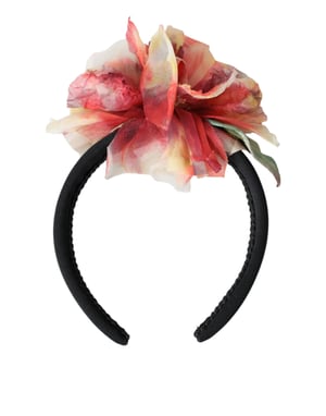 Rosapink Silke Blommig Svart Tiara Kvinna Hårband Diadem