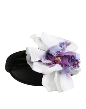 Svart Grön Silkesslips Lila Vit Blommig Appliké Accessoar Hårband