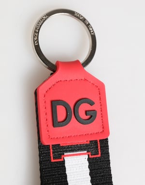 Röd Vit DG Logotyp Polyester Messing Hållare Nyckelring Nyckelband