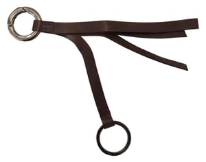 Brun läder nyckelring med silverfärgad metall