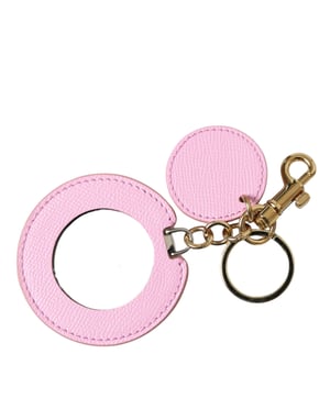 Dolce & Gabbana Rosa Kalvskinn Guldmetall Logotyptryck Nyckelring Nyckelband