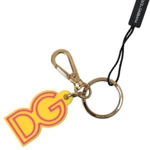 Dolce & Gabbana Gul Gummistövel DG Logotyp Guldmässings Nyckelring Nyckelanhängare