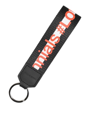 Zwarte Logo Polyester Zilver Messing Houder Sleutelhanger Sleutelhanger