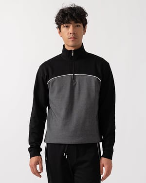 50545583 Loungewear Tracksuit 1/4 Zip Jacket 1/4 Zip Tracksuit in Black