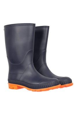 Kids Plain Wellies PVC Outer Deep Lugs Waterproof Outdoors Rain Boots Orange