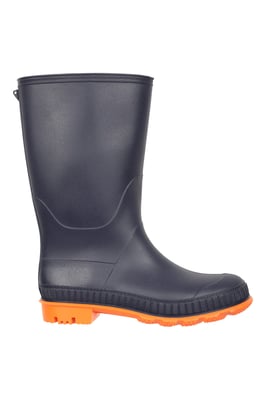Kids Plain Wellies PVC Outer Deep Lugs Waterproof Outdoors Rain Boots Orange
