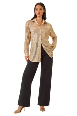 Sequin Button Through Blouse