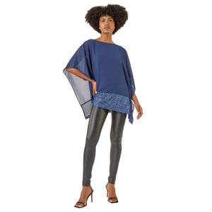 Sequin Hem Contrast Tunic Top
