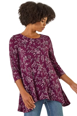 Floral Hanky Hem Tunic Top