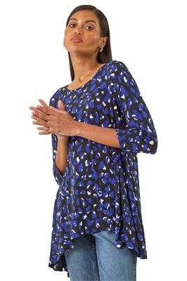 Speckled Print Stretch Tunic Top