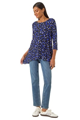 Speckled Print Stretch Tunic Top