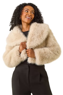 Petite Cropped Fur Coat