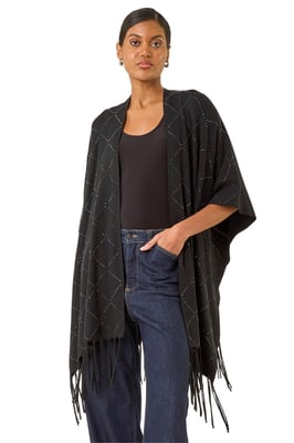 Diamond Hotfix Knit Poncho