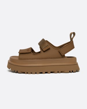 Platform Sandalen met Verstelbare Band in Tan