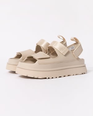 Platform Sandals with Adjustable Strap in Beige