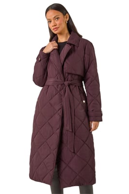 Chevron Wrap Quilted Puffer Coat