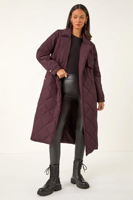 Chevron Wrap Quilted Puffer Coat