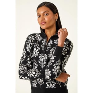 Floral Zip Front Jumper