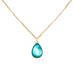 Gold Plated Aquamarine Charm Necklace