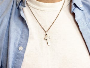Stainless Steel Cross Pendant- With 20 Inches Steel Curb Chain