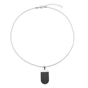 Stainless Steel Men's Black Rounded Dog Tag Pendant Necklace