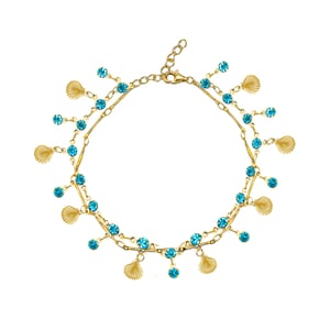 Gold Plated Shell And Crystal Double Layer Necklace And Bracelet Set
