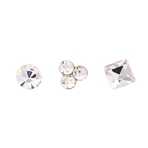 Set of 3 9ct Yellow Gold White Cubic Zirconia Nose Studs