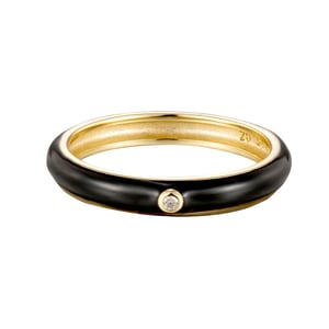 18ct Gold Plated Sterling Silver Coloured Enamel White Cubic Zirconia Edgy Ring Stacking Set