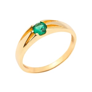 18ct Gold Plated Sterling Silver Large Emerald Cubic Zirconia Stone Vintage Style Ring