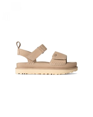 Suede Sandals with Adjustable Strap in Beige
