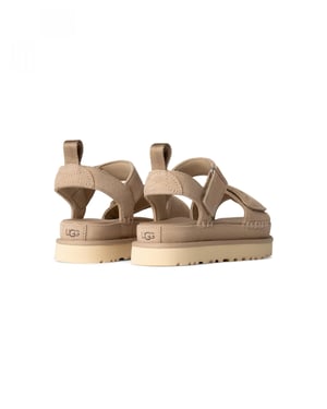 Suede Sandals with Adjustable Strap in Beige