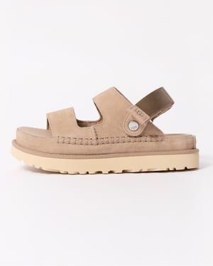Womens Heel Strap Sliders in Tan