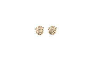 9ct Yellow Gold Monkey Children's Stud Earrings - Novelty Gift Box Included