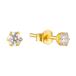 18ct Gold Plated Sterling Silver 3mm White Cubic Zirconia Stud Earrings