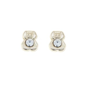 9ct Yellow Gold Puppy Dog White Crystal Everyday Stud Earrings