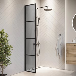 Badplaats Douchewand essos 40 x 200 cm zwart – inloopdouche 8 mm