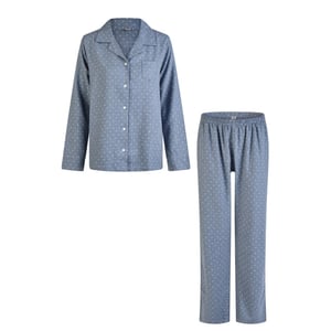 By Louise Dames pyjama set flanel lang met knoopsluiting gestipt