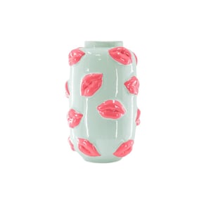 House Vitamin Vase kisses ceramics mint/pink 17x17x27cm