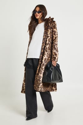 Leopard Print Faux Pony Hair Fur Jacket