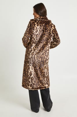 Leopard Print Faux Pony Hair Fur Jacket
