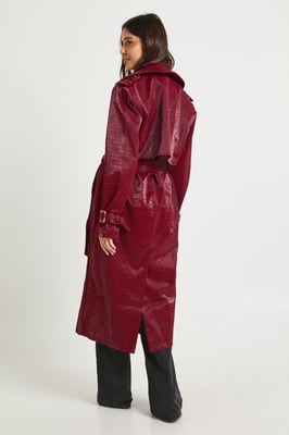 Croc Faux Leather Trench Coat