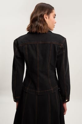 Denim Button Through Nipped Waist Jacket