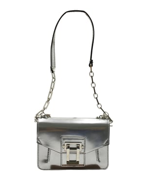 Proenza Schouler PS1 Mini Shoulder Bag in Silver Metallic Calfskin Leather