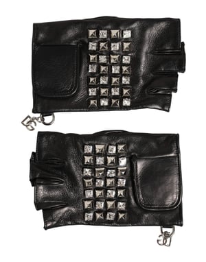 Zwarte Leren Studded Vingerloze Handmitsen voor Mannen